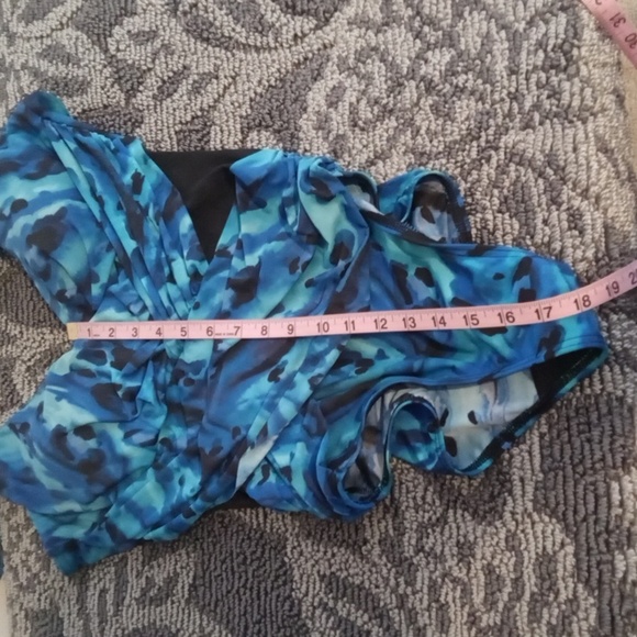 Miraclesuit Blue One Piece Swimsuit Tummy Control Slimming Womens Xl - Picture 7 of 9